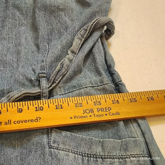 Light Denim Chambray Jumpsuit Knotted Strap Belt Women Medium 100% Cotton - Picture 11 of 12